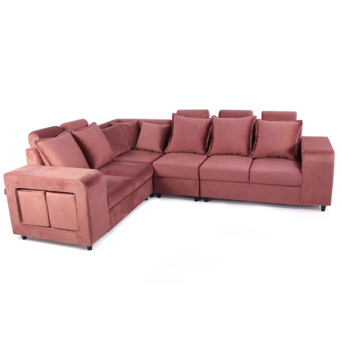Primrose Amanda HM Fabric 5 Seater Sofa Set With Ottomans - Rose view 3
